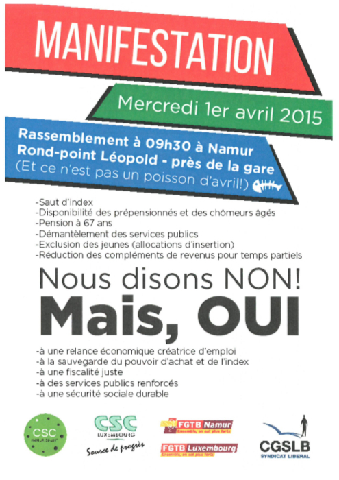 Tous ensemble à Namur le 1er avril prochain !